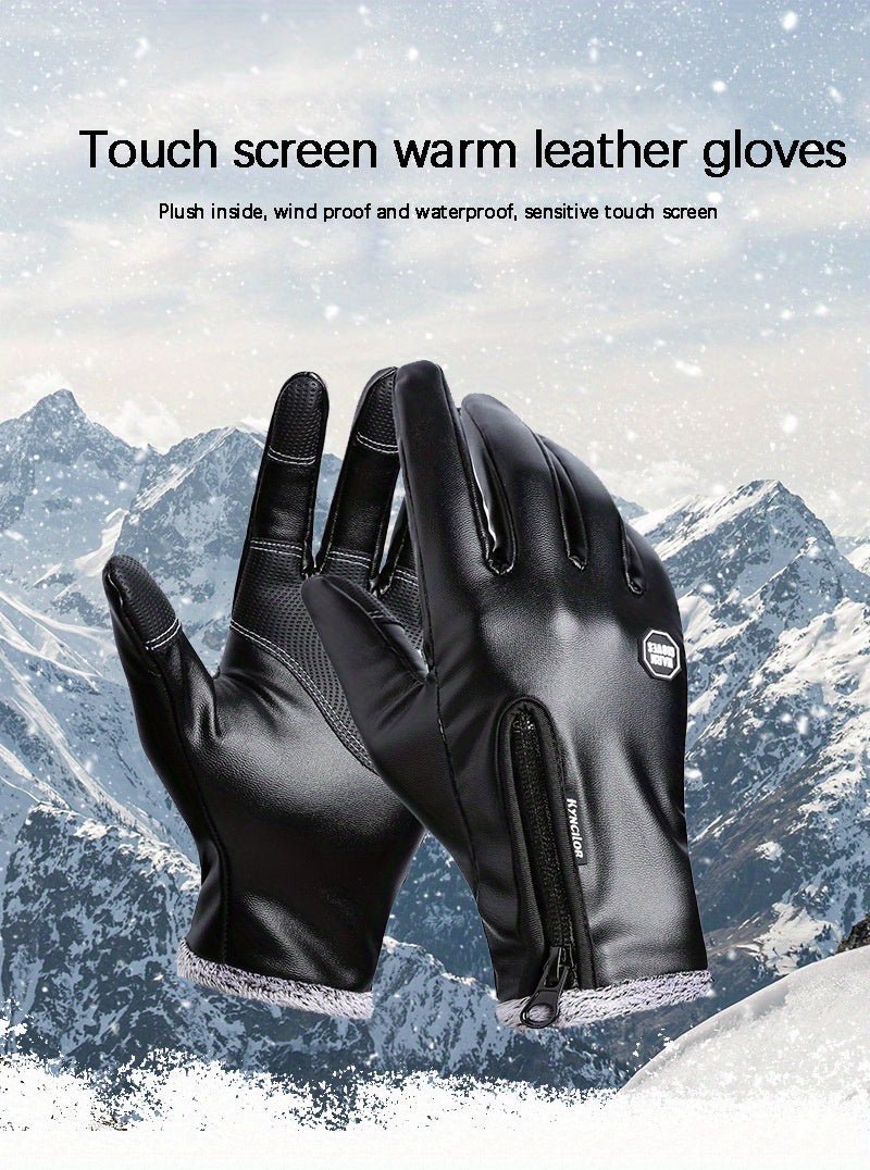 Cat Shop Boys - Winter Men Women Cycling Bike Gloves Full Finger Warm Fleece Cold Snow Gloves Windproof Anti - slip Touch Screen Ski Outdoor Sports Gloves