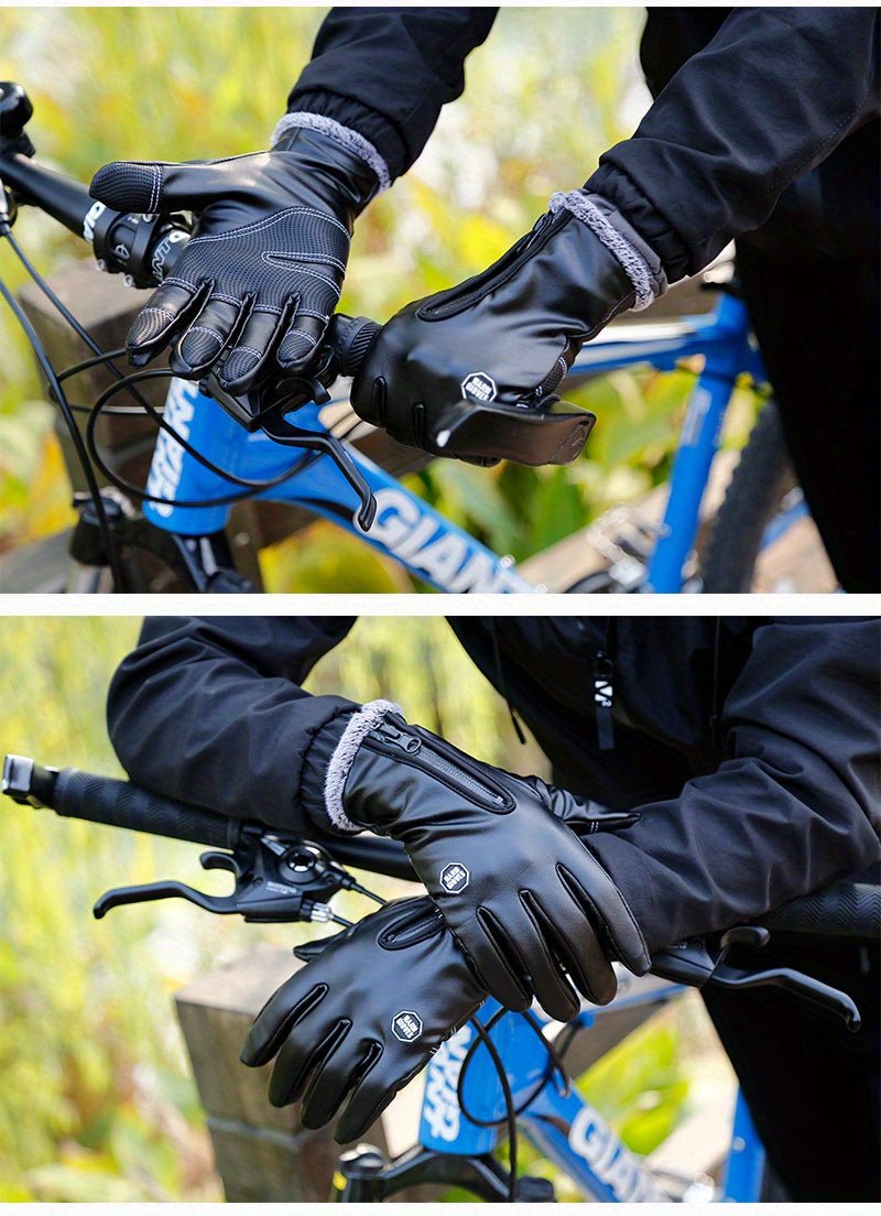 Cat Shop Boys - Winter Men Women Cycling Bike Gloves Full Finger Warm Fleece Cold Snow Gloves Windproof Anti - slip Touch Screen Ski Outdoor Sports Gloves