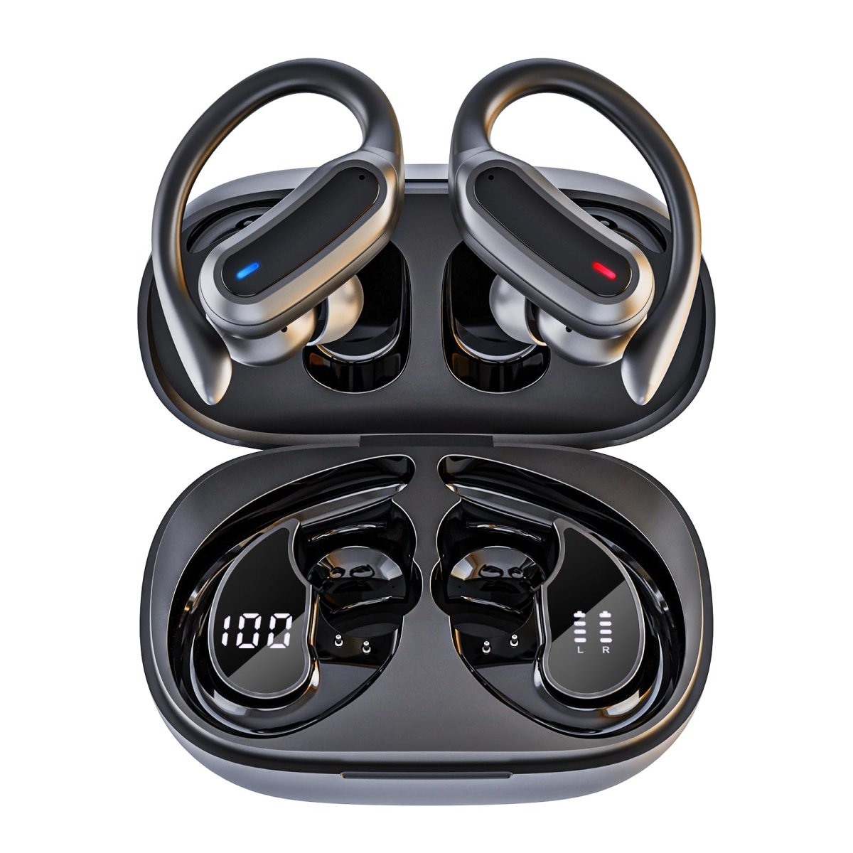 Cat Shop Boys - Wireless Earbuds Bluetooth Headphones, Bluetooth 5.3 Stereo over Ear Buds,Noise Cancelling Mic, IPX7 Waterproof Headset for Workout/Running Black