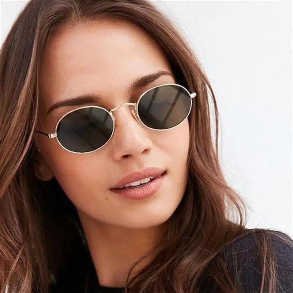 Cat Shop Boys - Women Steampunk Oval Sunglasses Gold Silver Small Frame Retro Sex Round Sunglasses 400UV Gradient Mirror Glasses Driver Goggles