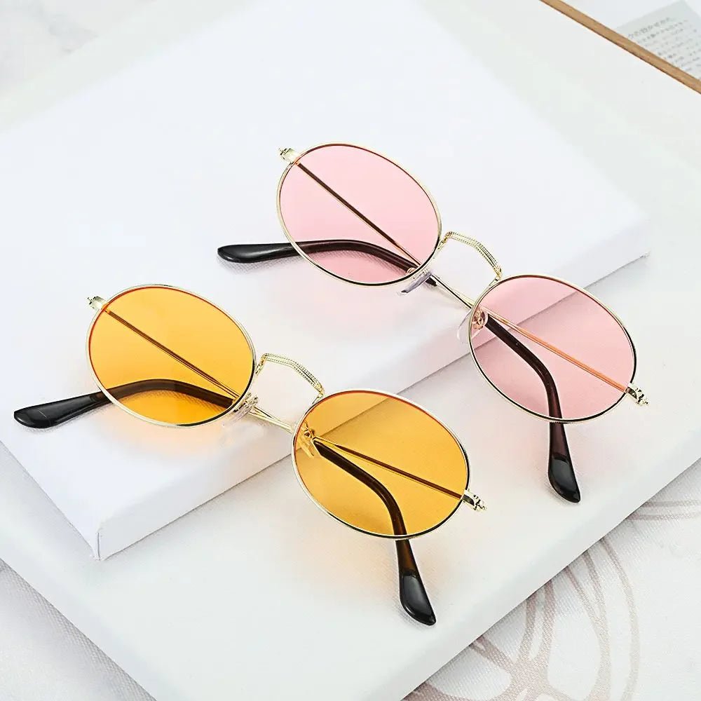 Cat Shop Boys - Women Steampunk Oval Sunglasses Gold Silver Small Frame Retro Sex Round Sunglasses 400UV Gradient Mirror Glasses Driver Goggles