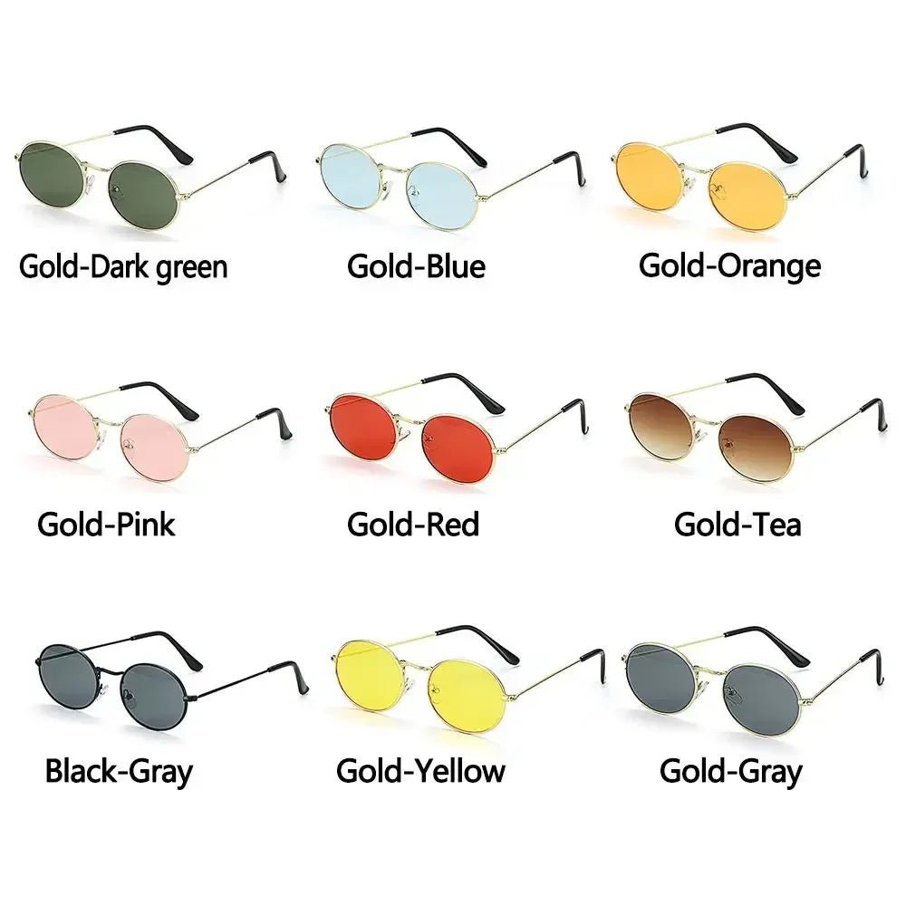 Cat Shop Boys - Women Steampunk Oval Sunglasses Gold Silver Small Frame Retro Sex Round Sunglasses 400UV Gradient Mirror Glasses Driver Goggles