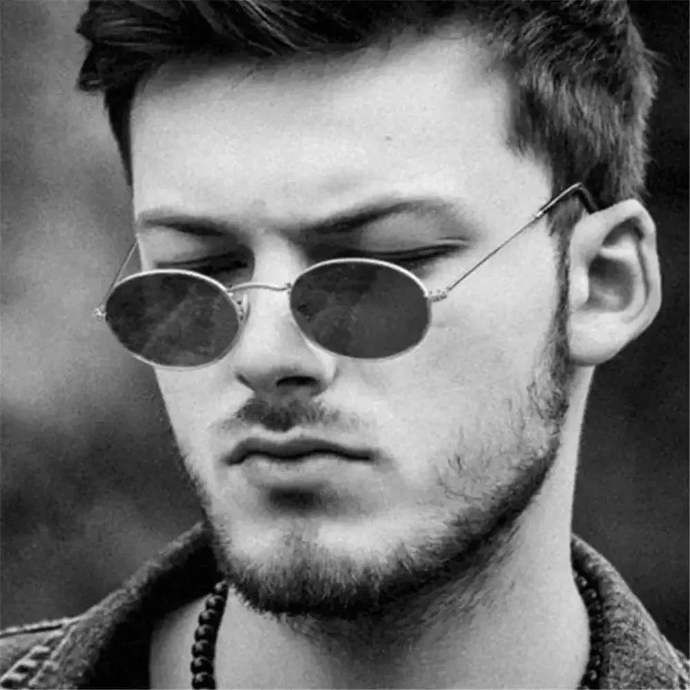 Cat Shop Boys - Women Steampunk Oval Sunglasses Gold Silver Small Frame Retro Sex Round Sunglasses 400UV Gradient Mirror Glasses Driver Goggles