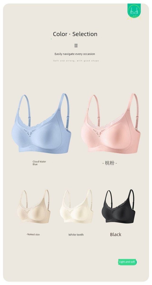 Cat Shop Boys - Women's Internet Celebrity Lightweight Breathable Semi - Fixed Bra, Water Drop Cup - Style Seamless Soft Support Intimates