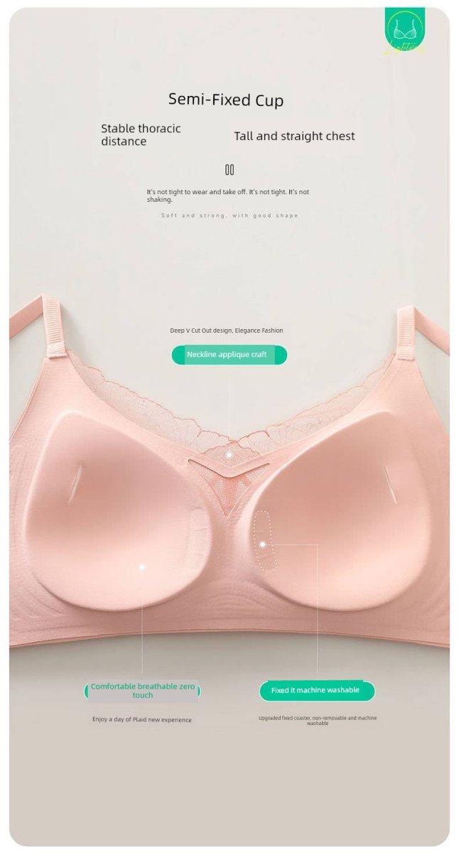 Cat Shop Boys - Women's Internet Celebrity Lightweight Breathable Semi - Fixed Bra, Water Drop Cup - Style Seamless Soft Support Intimates