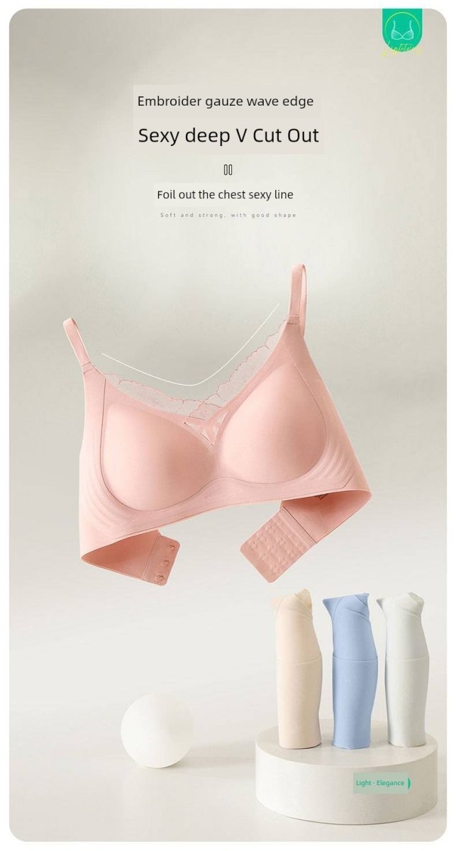 Cat Shop Boys - Women's Internet Celebrity Lightweight Breathable Semi - Fixed Bra, Water Drop Cup - Style Seamless Soft Support Intimates