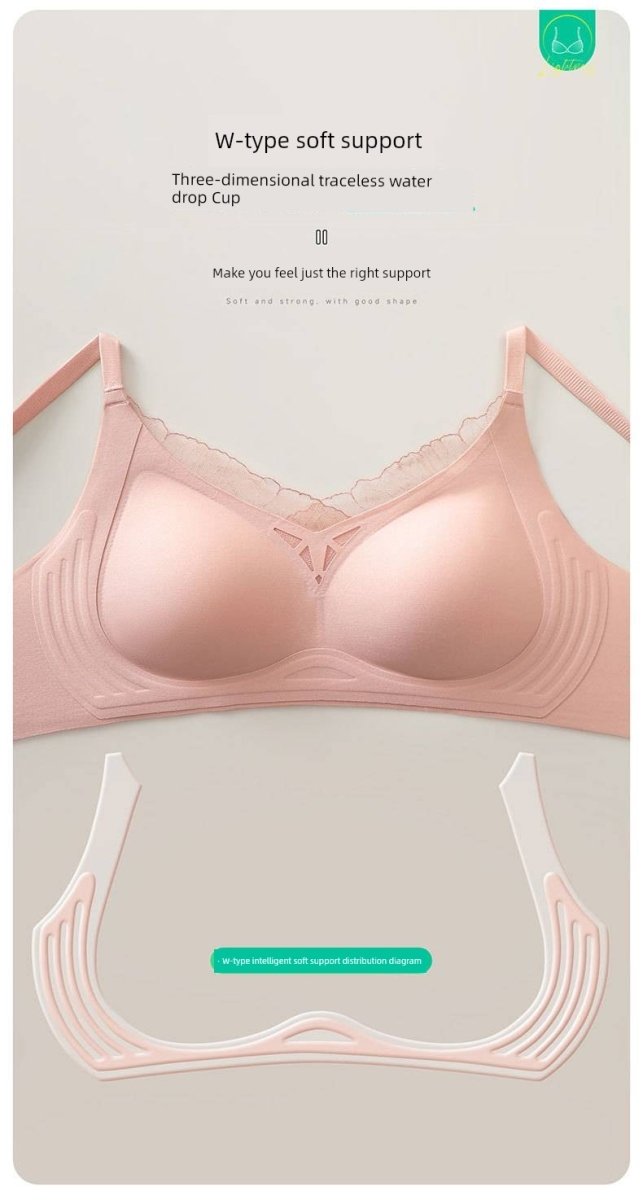 Cat Shop Boys - Women's Internet Celebrity Lightweight Breathable Semi - Fixed Bra, Water Drop Cup - Style Seamless Soft Support Intimates