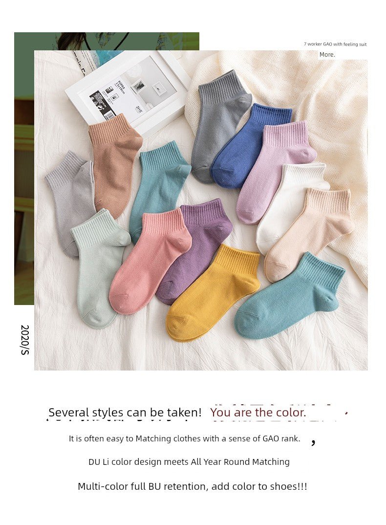 Cat Shop Boys - Women's Socks Spring and Autumn Pure Color Socks