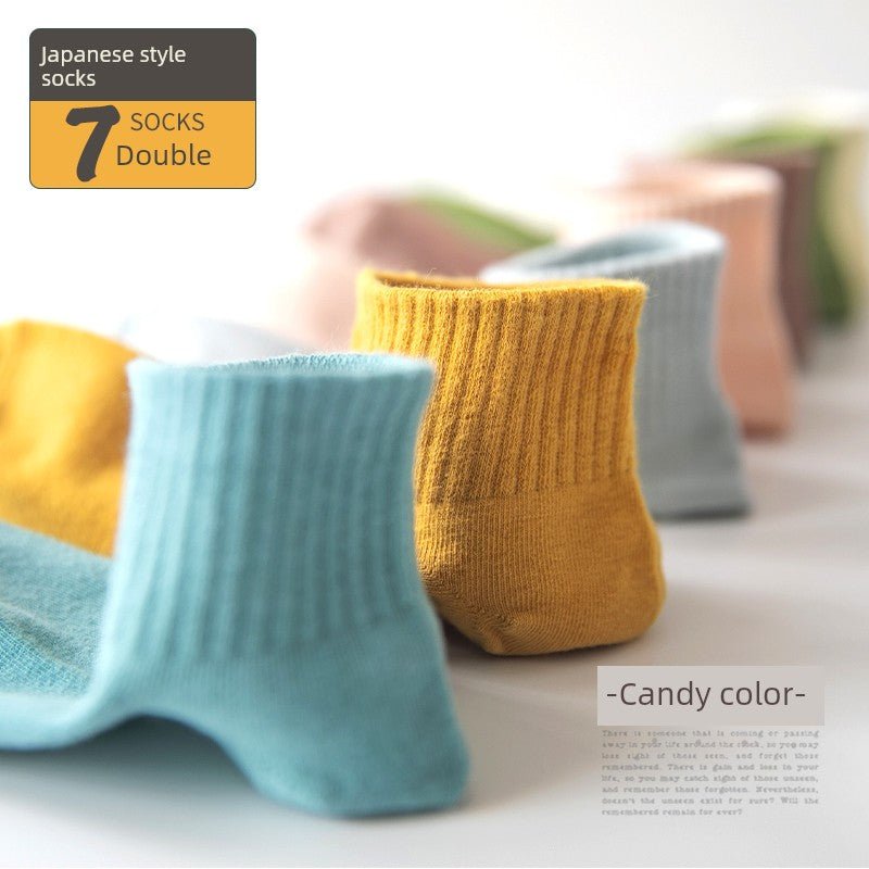 Cat Shop Boys - Women's Socks Spring and Autumn Pure Color Socks