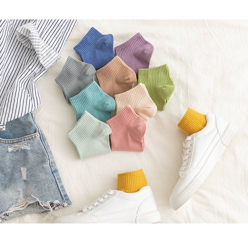 Cat Shop Boys - Women's Socks Spring and Autumn Pure Color Socks