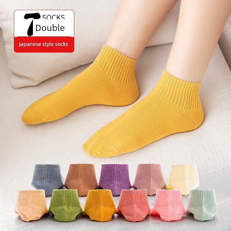 Cat Shop Boys - Women's Socks Spring and Autumn Pure Color Socks