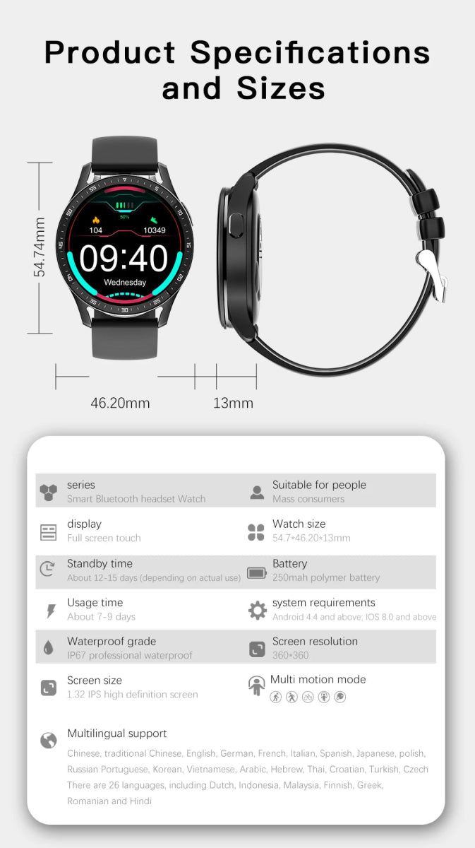 Cat Shop Boys - X7 2 in 1 Smart Watch With Earbuds Smartwatch TWS Bluetooth Earphone Heart Rate Blood Pressure Monitor Sport Watch Fitness Watch