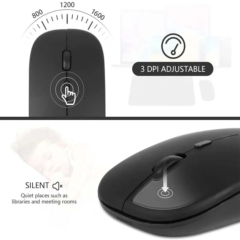 Cat Shop Boys - Xiaomi 2.4GHz Bluetooth Mouse Wireless USB Rechargeable Silence Ergonomics Double Model Mini Portable DPI Readjustable Keyboards