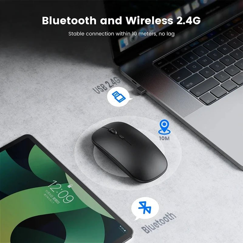 Cat Shop Boys - Xiaomi 2.4GHz Bluetooth Mouse Wireless USB Rechargeable Silence Ergonomics Double Model Mini Portable DPI Readjustable Keyboards