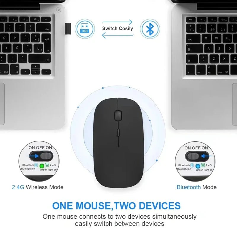 Cat Shop Boys - Xiaomi 2.4GHz Bluetooth Mouse Wireless USB Rechargeable Silence Ergonomics Double Model Mini Portable DPI Readjustable Keyboards