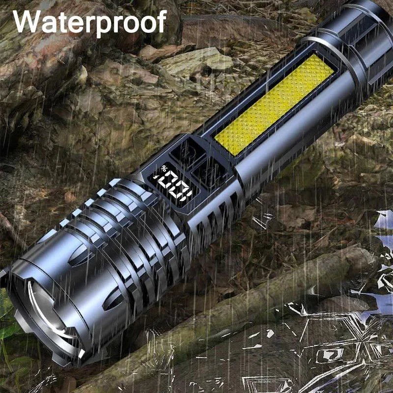 Cat Shop Boys - Xiaomi High Power Rechargeable Led Flashlight Very Strong With Side Light Torch Portable Emergency Lighting For Camping Hiking