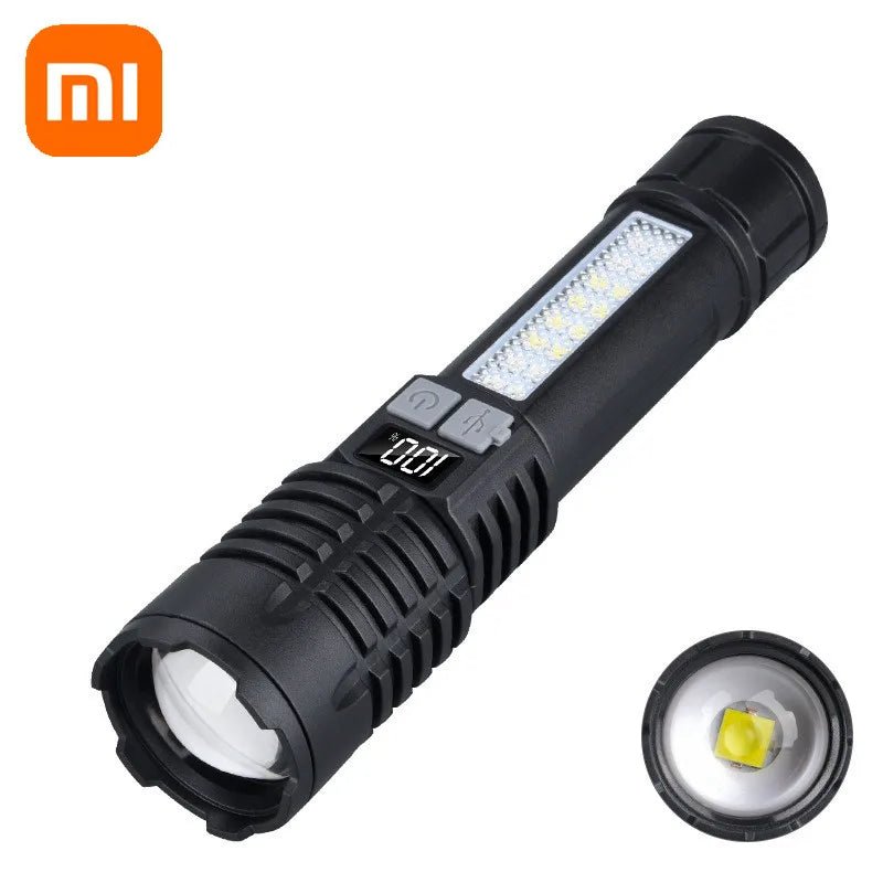 Cat Shop Boys - Xiaomi High Power Rechargeable Led Flashlight Very Strong With Side Light Torch Portable Emergency Lighting For Camping Hiking