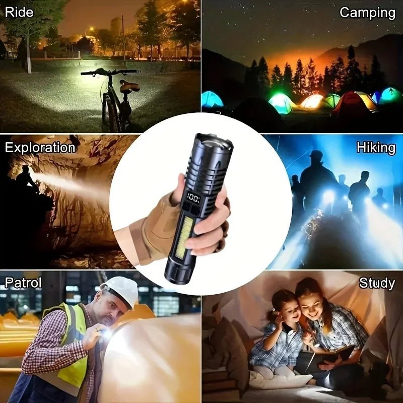 Cat Shop Boys - Xiaomi High Power Rechargeable Led Flashlight Very Strong With Side Light Torch Portable Emergency Lighting For Camping Hiking