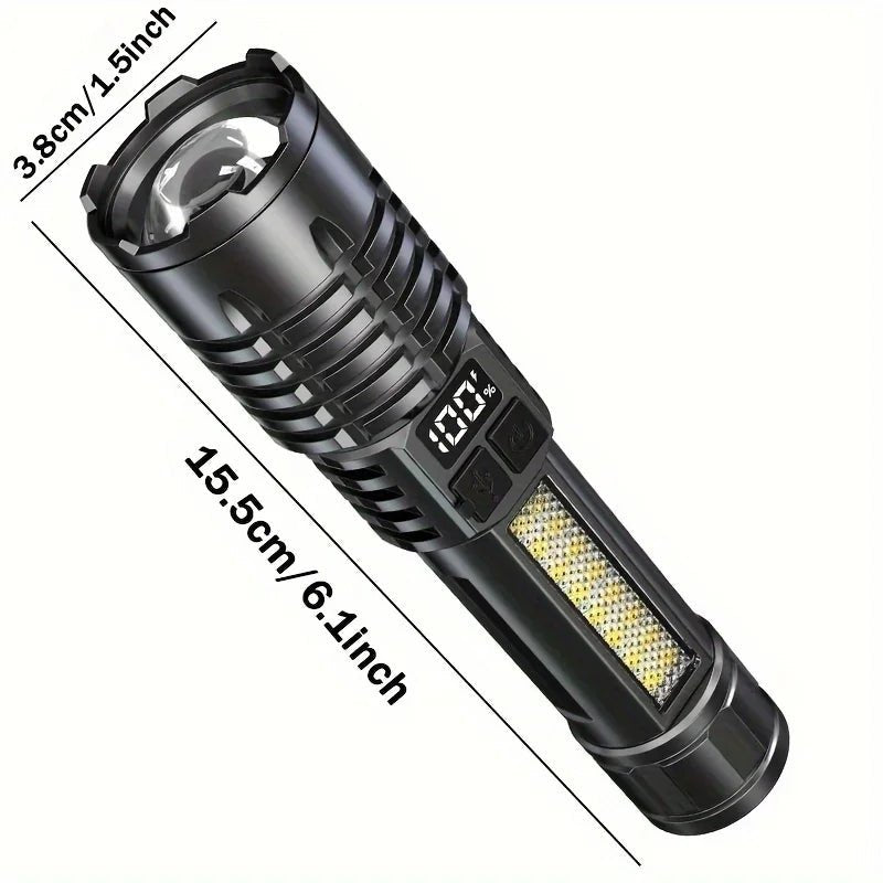 Cat Shop Boys - Xiaomi High Power Rechargeable Led Flashlight Very Strong With Side Light Torch Portable Emergency Lighting For Camping Hiking