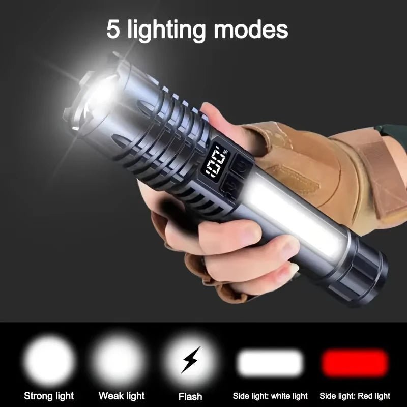 Cat Shop Boys - Xiaomi High Power Rechargeable Led Flashlight Very Strong With Side Light Torch Portable Emergency Lighting For Camping Hiking