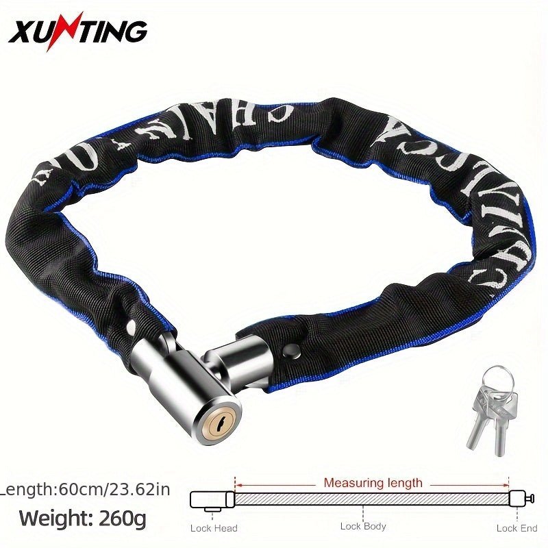 Cat Shop Boys - Xunting Ultra - Secure Bike Chain Lock - Lightweight, Anti - Theft Tungsten Steel for Road & Mountain Bikes, Polished Black Finish