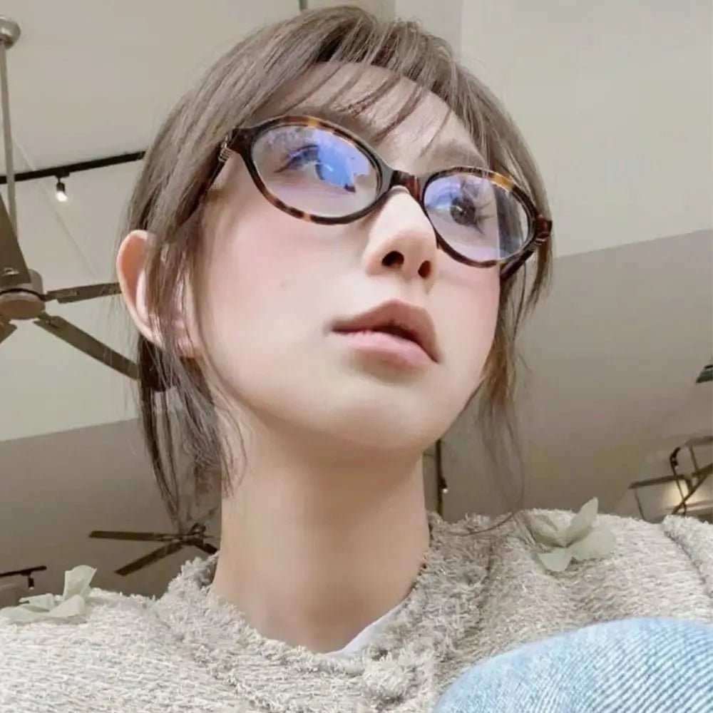 Cat Shop Boys - Y2K Retro Oval Frame Glasses Women Female Sweet Cool Eyewear Trend Reading Computer Anti Blue Light Eyeglasses